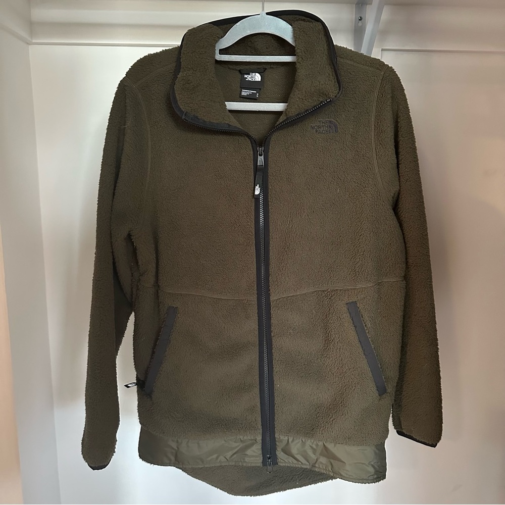 The North Face Olive Green Fuzzy Full Zip Jacket